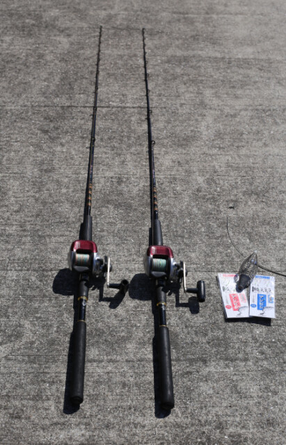 LTアジ竿、ビシ40号、天秤、アジビシ仕掛け2種類
